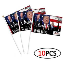 American Flag TRUMP Hand Signal Flag With Flagpole No 8 14 21cm